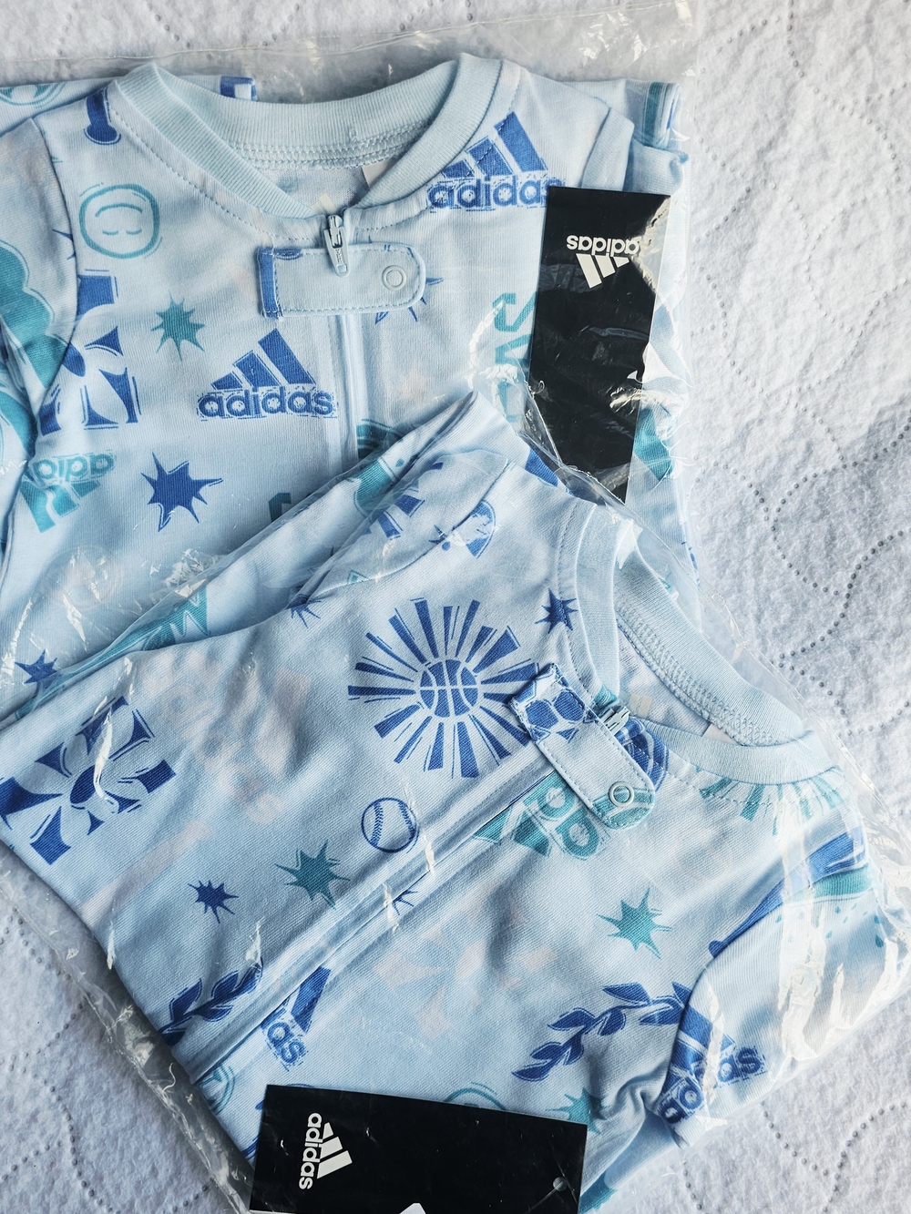 Adidas two-piece baby Sleepers Set   with Sports Print 100% Cotton